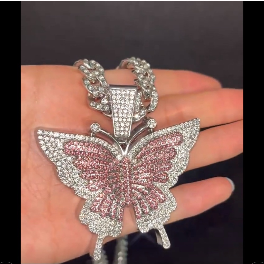 Elegant Pink Butterfly Necklace- Fashion Jewelry - Picture 7 of 12